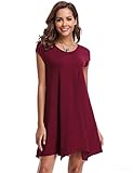 👗【Tela】Vestido de manga corta mujer largo está hecha de 95% algodón + 5% poliéster, la tela es suave, cómoda, agradable a la piel, ligera, transpirable y elástica, es la compañera perfecta para el verano.