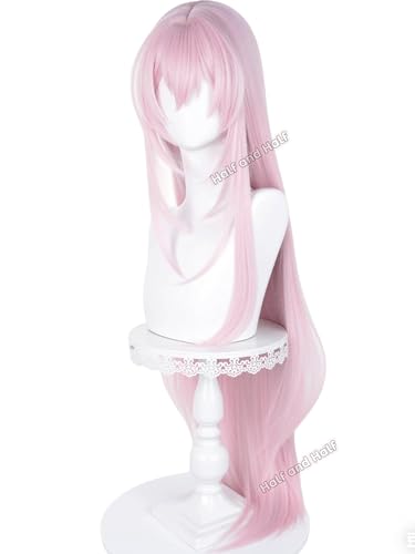 Image of Long Straight Light Pink Anime Cosplay Wig 39'' Pastel Pink Wigs with Bangs | Pink Virtual Singer Costume Wigs for Women Halloween Party Daily