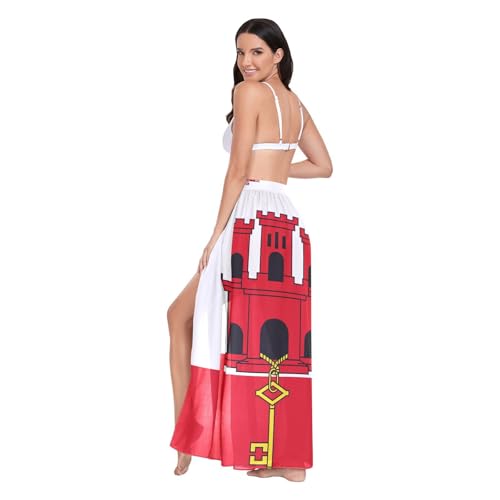 GuoChe Falda de natación para mujer, pareo, traje de baño, ropa de playa, club, bandera L de Gibraltar