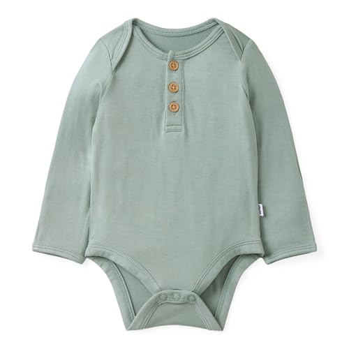 Image of Little Sleepies Henley Bodysuit, Soft Viscose from Bamboo Long Sleeve Bodysuit for Baby Boys & Girls, Baby Clothes
