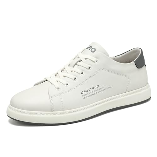ZRO Men's Handmade Stitching Premium Top Layer Cowhide American Street Fashion Art Board Shoes Low-Top Tie Soft Leather Casual Sneakers