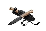 Lion Steel T6B CVN Fixed Blade 1/999 Knife Old Black K490 Steel & Natural Micarta Hunting Knives, Multicolor