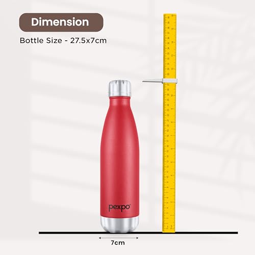 Image of Go24 pexpo Water Bottle 500ml | Hot and Cold Flask | ISI Certified Steel Bottle | 3 Layer Insulation | Leakproof | for Home, Office | 2-Year Warranty |Electro| Crimson Red