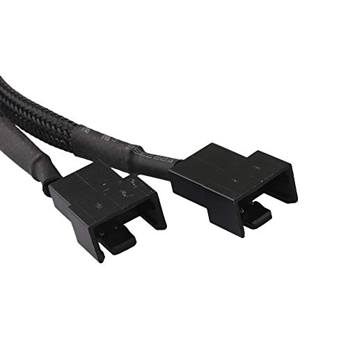 RDEXP - Cavo splitter per ventola da 1 a 2 vie, PWM, per ventola a 3 pin, lunghezza 27 cm, confezione da 2