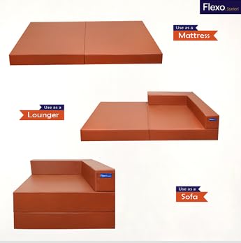 Image of Starlon Foldable Vegan Leather Sofa Cum Bed for Outdoor /Indoor | One Seater Sofa for Corner Placement | Portable & Space-Saving Design (TAN)
