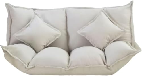 座ったり寢たりするフロアソファ、160センチのモダンな怠け者ソファ、ギフト用枕2つ付属。リビングルーム、ベッドルーム、小スペースのアパートメントで低プロファイルの座席オプションとして使用するのに適しています。 (ベージュ)