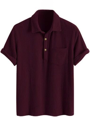 Image of ColorChakra Mens Waffle Knit Polo Tshirt Collar Knitted Shirt for Men M to 3XL
