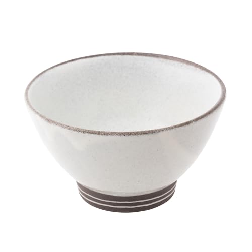お茶碗 茶碗 ご飯茶碗 和食器 黒土ボーダー飯碗 シュガーホワイト 磁器 日本製 40241