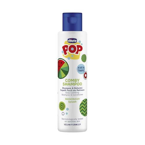 Chicco POP Shampoo e Balsamo Anguria, Shampoo&Balsamo alla Frutta, Shampoo delicato per Bambini, Senza Lacrime, Formula Vegana, 250 ml