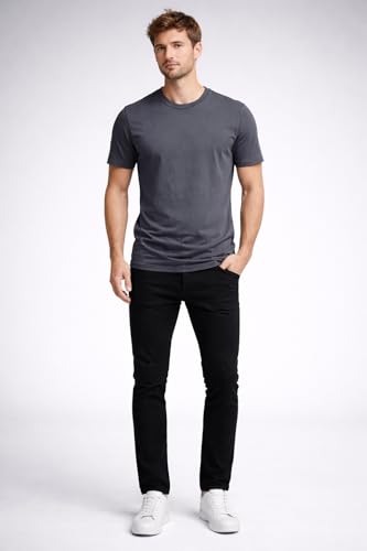 Image of Mens T Shirt Premium Cotton Slim Fit Crew Neck Short Sleeve Casual Basic Tee Soft Breathable Everyday Essential