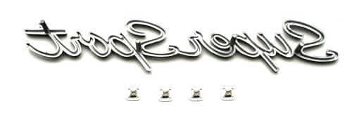 Image of 2Pcs Script Super Sport Emblems 3D Front Side Badge Nameplate Letter Compatible with Chevy Impala SS 1965 1966 (Red)
