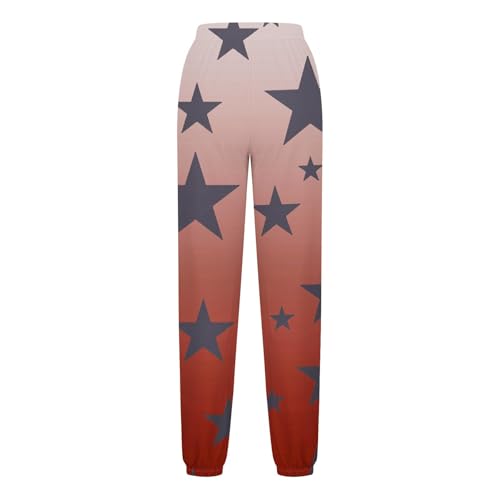 Girls Stars Print Baggy Sweatpants Cute Gradient Kids Elastic Waist Joggers Athletic Track Pants with Pockets for 3-13 Years3