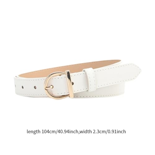 jojomis Women's PU Leather Belt with Alloy Buckle Adjustable Jeans Belt Fashion Accessory 40.94inch- White2