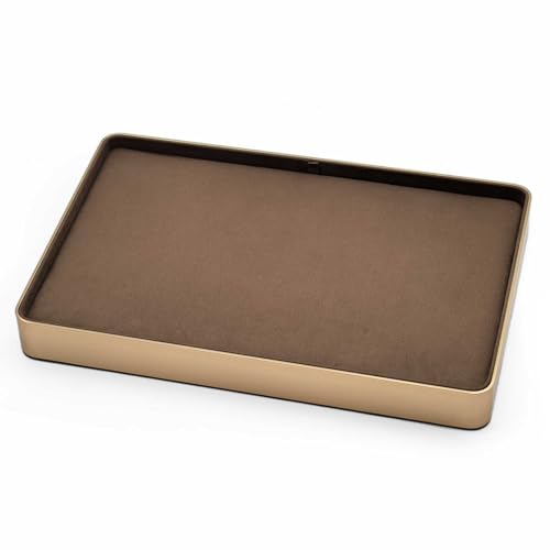 KOLOKAL Metal Jewelry Tray, Valet Tray, Bedside Table and Desktop Organizer. It is Stackable and can be Used to Display Watches, Rings, Earrings and Bracelets?Brown?