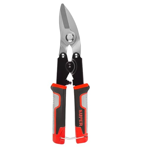 Utility Sharp Aviation Tin Snips, Heavy Duty Stainless Steel Shears, Multipurpose, CR-V Steel, Industrial Scissors for Cardboard, Leather, Wires, Plastic, Rubber Hose (Heavy duty Scissors)