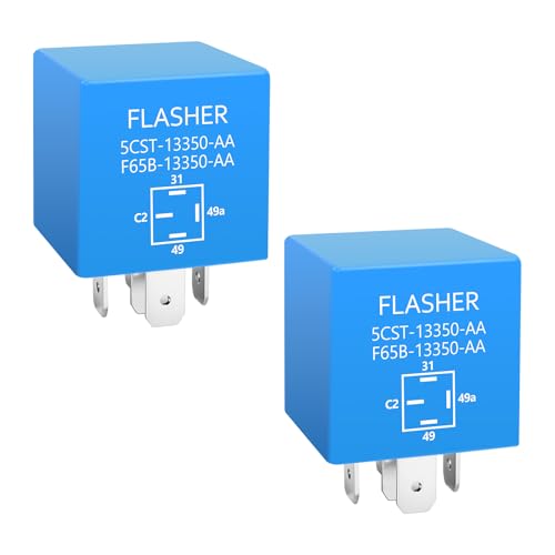 2PCS 5 Pin 12V Turn Signal Flasher Relay 5C3T-13350-AA Fits for Ford Expedition, Lincoln Navigator and Mercury Grand Marquis, Replaces for 5C3T-13350-AA F65B-13350-AA Turn Signal Relay