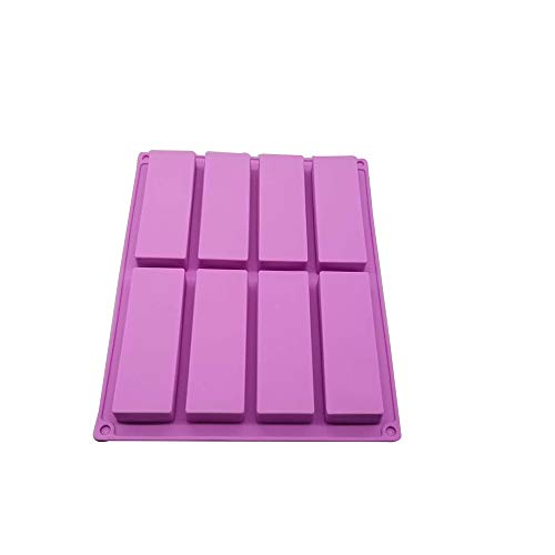 Premium Food Grade Silicone, 8 Cavity, Purple Nutrition/Energy/Cereal Bar Mold By 8Bars Energy Bar Maker, Flexible, High-Heat Resistant, Non-Stick, Dishwasher, Freezer, Microwave Safe Silicone Mold #TOP4