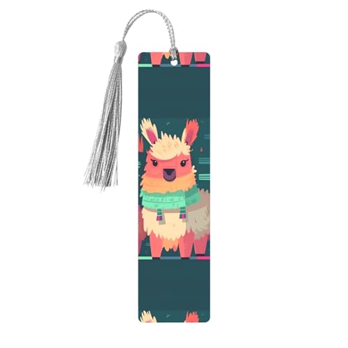 メタルブックマーク メンズ レディース キュート ラマ 漫画 ブックマーカー ユニークなハンドメイド ブックマーク タッセルペンダント付き クラフトメタルブックマーク 教師用 誕生日プレゼント