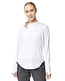 MELOO Damen UPF 50+ Sonnenschutz Hoodie Jacke Full Zip Long Sleeve Cooling Shirt Wandern Outdoor Performance Pockets, Weiss/opulenter Garten, S