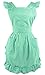 LilMents Delantal retro ajustable con volantes con bolsillos, tamaño pequeño a grande para mujer (verde pastel)