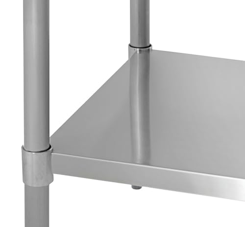 Image of Kratos Stainless Steel Kitchen Prep Table 96 inchx30 inch with Backsplash and Undershelf, NSF Worktable for Restaurants - 16ga /304SS