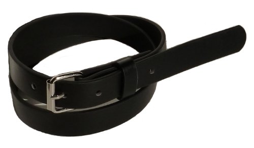 BeltsandStuds Man Women One Row Black Snap on Skinny Belt With Silver Buckle M 34 Black