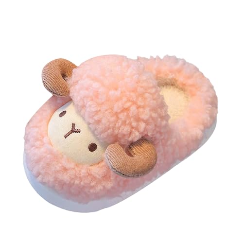 Baby Girls House Slippers with Non-Slip Rubber Cute Sheep Warm Plush Fuzzy Indoor Slipper Kids Cartoon House Shoes2