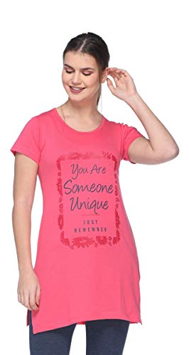 Image of In Love Women's Printed Cotton Plus Size Longline T-Shirt Half Sleeve with Pockets Pack of 2