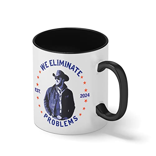 we eliminate problems wheeler Dutton Ranch Cowboy Blanca taza de café con RIM Negro y manija Mug