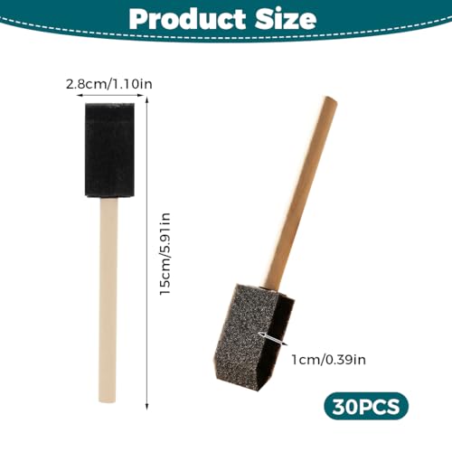 Miniatura 2 de 30 Piezas Pincel De Espuma, Pinceles De Pintura De Espuma, Brochas De Espumas Con Mango, Brocha De Esponja Para Pintar, Para Pintura, Teñir, Artesanía Y Proyectos De Bricolaje, Negro