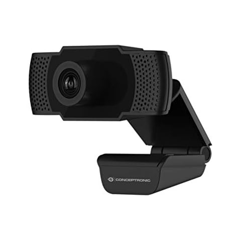 Conceptronic AMDIS01B 1080P Full HD Webcam with Microphone, grey Cover