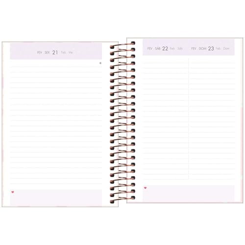 Tilibra - Agenda Espiral Diária 12,9 x 18,7 cm Soho 2025 - Xadrez e Faixa Rosa Adventures