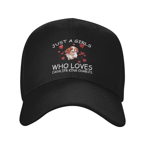 Just A Girls Who Loves Cavalier King Charles Spaniel Dog Fashionable Casquette Hat Breathable Adjustable Strap for Comfort Style Black2