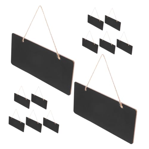 OSALADI 12 Piezas tablero de escritura etiqueta colgante chalkboards pequeño condujo tablero de mensajes de madera pizarra decorativa pizarra de tienda de flores tilo Negro