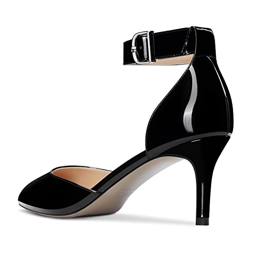 NobleOnly Women Stiletto Kitten Low Heel Ankle Strap Pumps Close Pointed Toe Wedding Office Dress Shoes 2.6 Inches Heels3