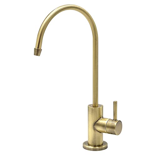 Express Water Modern Reverse Osmosis Drinking Water Faucet - Antique Brass, 100%, High-Arc Angled Spout, Easy Install, Low Maintenance