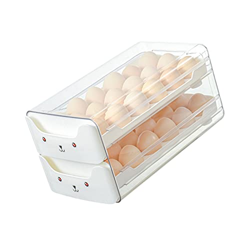 Tiroir à œufs transparent pour réfrigérateur Chrees double couche blanc
