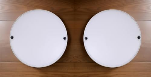 Image of OLIPS LED Bulkhead Light IP54 Waterproof Indoor /Outdoor Wall & Ceiling Light - Weatherproof, Shock Proof, Slim Plastic Surface-Mounted Fixture (12 WATT Round (Cool White), 2)