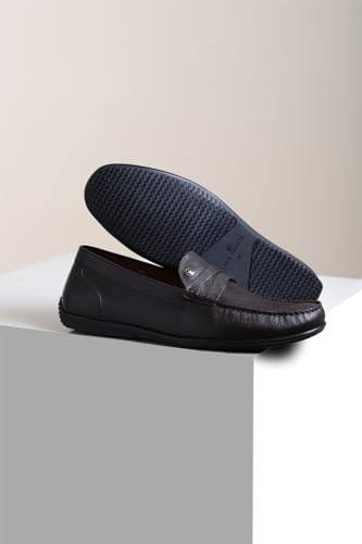 Image of Louis Philippe Men Premium Leather Breathable Lining Material Anti Slip Flat Heel Rubber Sole Formal Loafers