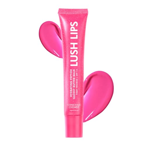 Conscious Chemist® Peptide Lip Balm SPF15 – Pinky Promise | 24 hr Hydration & Moisturizing Lip Balm for Dark & Pigmented Lips | Sun Protection | Soothes Dry Lips & Repair Moisture Barrier – 15g , Pink Shimmer