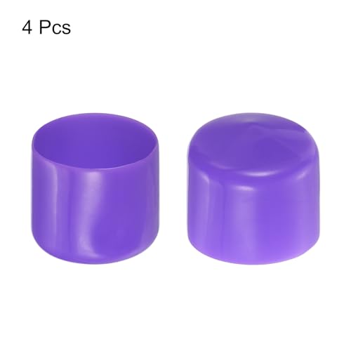 Image of uxcell 4pcs Rubber End Caps 50mm(2 inch) ID Vinyl PVC Round Tube Bolt Cap Cover Screw Thread Protectors Purple, 40mm Height