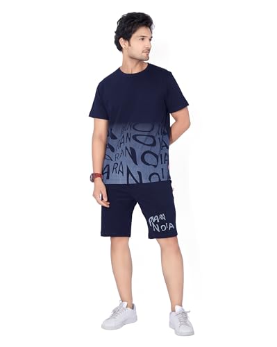 Image of WEET Cotton T-Shirt and Shorts Set for Men,Night Wear for Men,Men's Pyjama Set MCS112