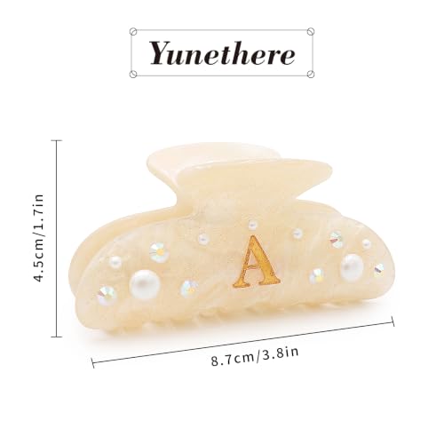 Yunethere Gifts for Women - Cute Claw Clip, Birthday Gift, Claw Clips, Fashion Accessories, Glitter Hair Clips, Pearl Hair Claw Clips, Personalized Gifts for Women, Rhinestone Hair Clips- Letter A — view 6