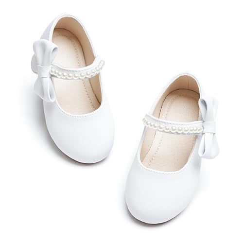 Image of PHIRAMIN Toddler Flower Girl Glitter Dress Shoes Little Girl Ballet Flats Bow Wedding Party