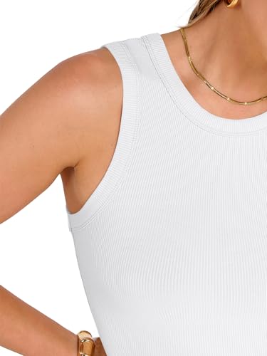 Image of ANRABESS Womens Crop Tank Tops High Neck Sleeveless Ribbed Knit Slim Fit Shirts 2026 Summer Casual Basic Workout Clothes