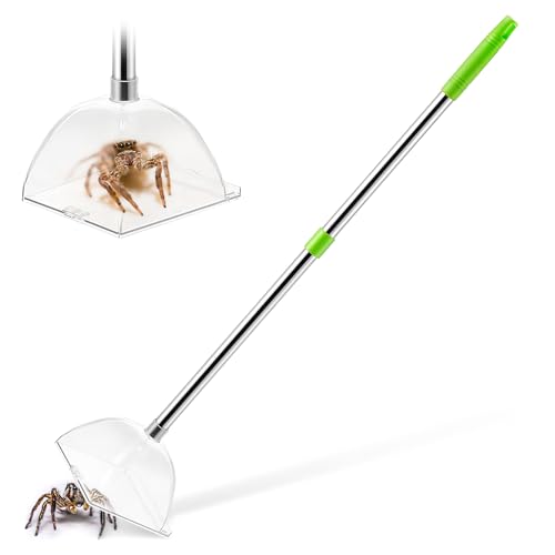 Saillong 1 Pack Large Spider Catcher with Long Handle, Contactless Spider Grabber Removes Release Spiders and Flies for Indoor use, Bug Container for Safely Capturing Spiders
