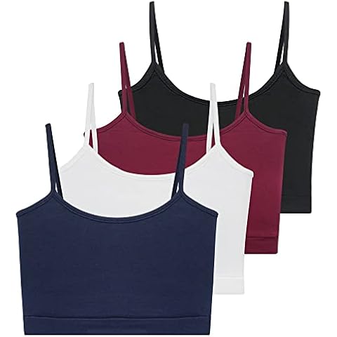 Libella 4er Pack Damen Leibchen Top Sommer Crop Tank Top Baumwolle Spaghetti Racerback Basic Tops 3918 Schwarz+Weiss+Marineblau+Dunkelrot S Cover