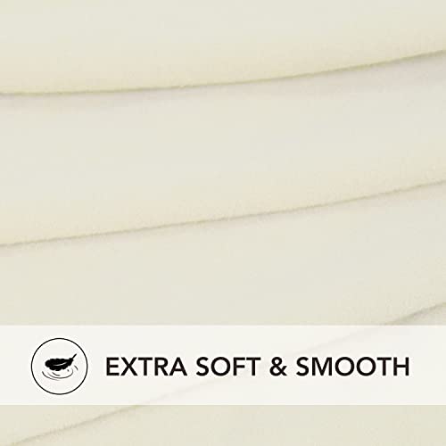 Image of PureFit Stretch Rectangle Ottoman Cover Footstool Cover, Ivory | Fleece Soft Form Fit Ottoman Slipcovers Rectangle Slipcover for Folding Storage with Nonslip Elastic Bottom