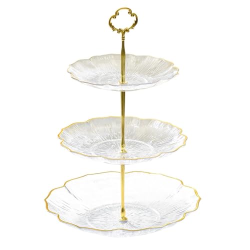 Image of Jamboree!!! 3 Layers Golden Plated Plastic Cupcake Stand Dessert Plate Mini Cake Fruit Candy Display Tower Reusable Layered Set (3 Layer Golden Plated Plastic Cupcake)