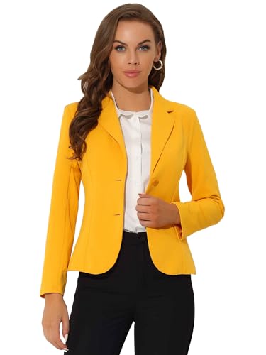Allegra K Damen Blazer Elegant Langarm Reverskragen Knopfleiste Business...
